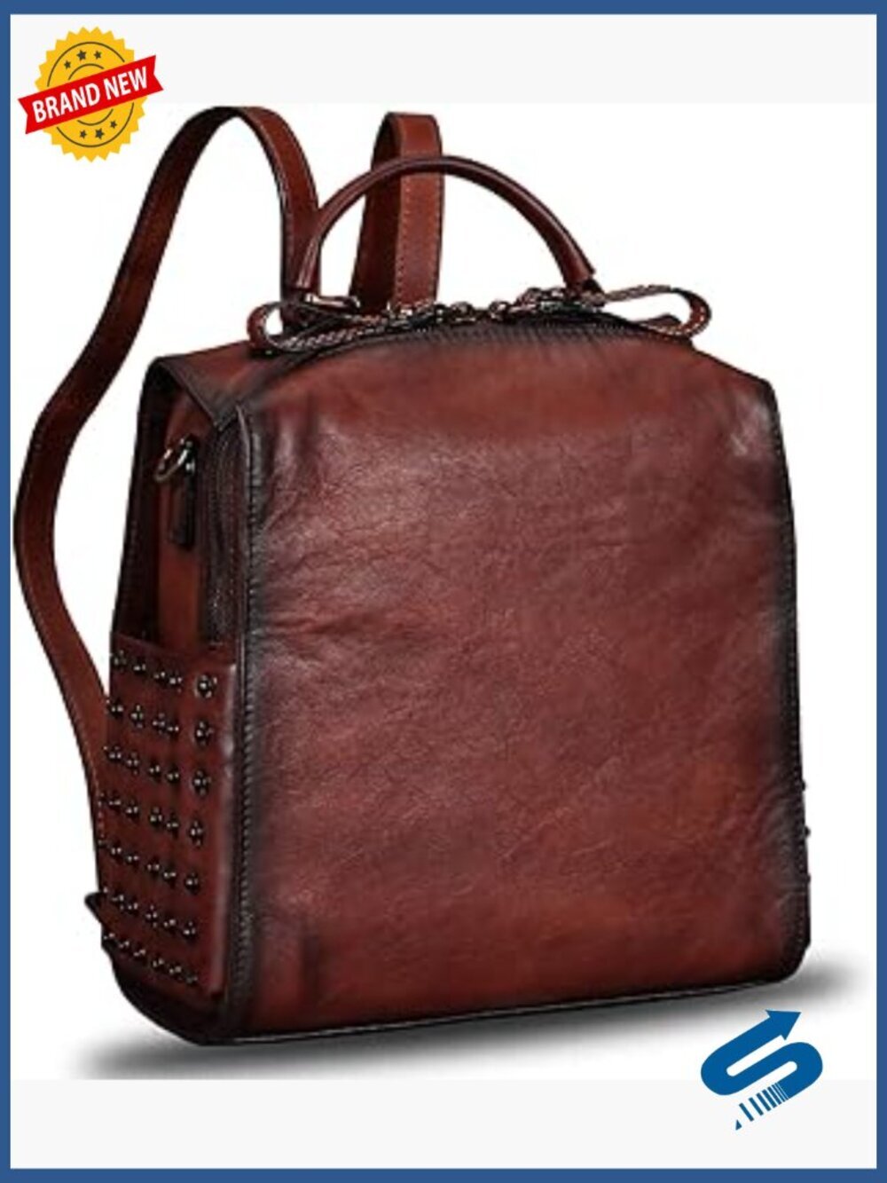 Genuine Leather Convertible Backpack Satchel Rucksack Crossbody Daypack Medium